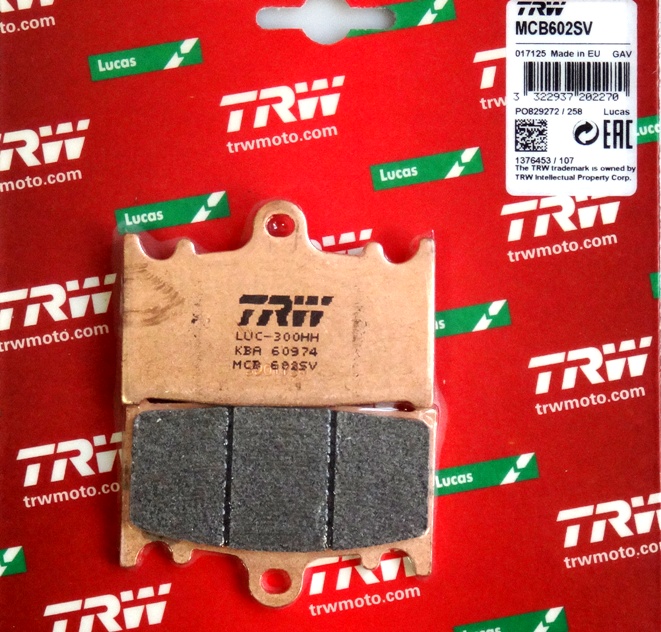 Колодки тормозные пер. Kawasaki: ZX-6R 600 94-97, Suzuki: GSXR 600 97-03, GSXR 750 00-03, (GM03032S) TRW MCB602SV