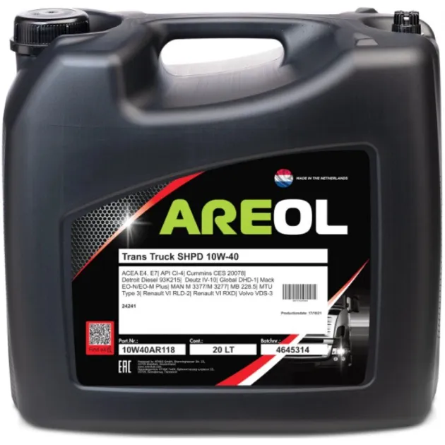 AREOL Trans Truck SHPD 10W40 (20L) масло моторное! синт.  ACEA E4E7, API CF, MB 228.5, MAN M 3277