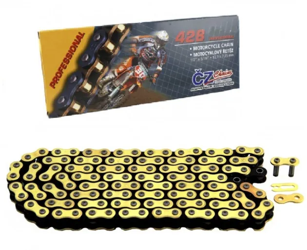 Цепь для мотоцикла CZ Chains 428 MX Gold - 124 звеньев 428MX124
