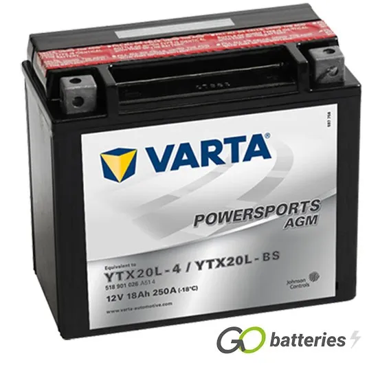 Аккумулятор YTX20L-4  YTX20L-BS 18 250 Y4 12 - 177 88 156 Varta 518901026