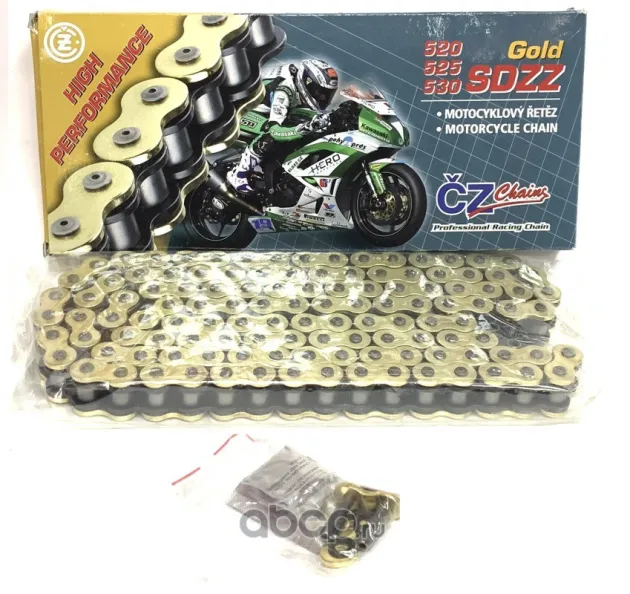 Цепь для мотоцикла CZ Chains 525 SDZZ Gold - 114 (Active-Ring, усиленная) 525SDZZ114