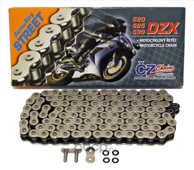 Цепь для мотоцикла CZ Chains 525 SDZZ Gold - 118 (Active-Ring, усиленная) 525SDZZ118