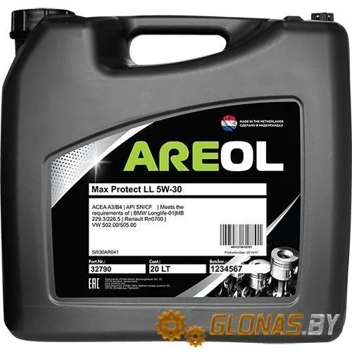 AREOL Max Protect LL 5W30 (20L) масло моторное! синт. ACEA A3B4, API SNCF, MB 229.3226.5 5W30AR041