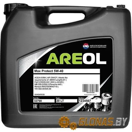 AREOL Max Protect 5W40 (20L) масло моторное! синт.ACEA A3B4, API SNCF, VW 502.00505.00, MB 229.3 5W40AR038