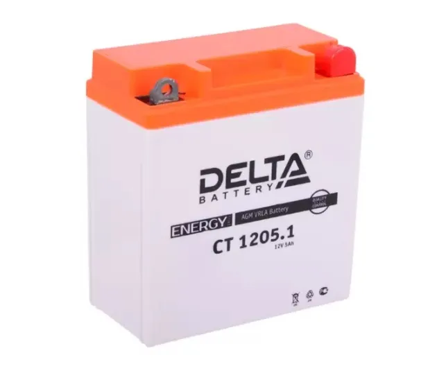 Аккумулятор CT1205.1 12 B 5 Ah 65 A 120*61*129 обратная (- +) YB5L-B, 12N5-3B DELTA battery CT12051