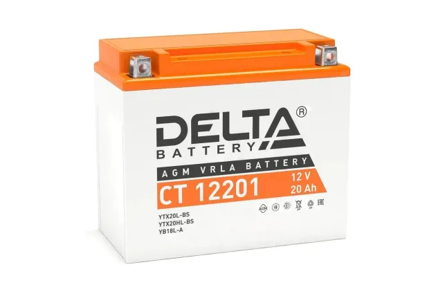 Аккумулятор CT12201 12 B 20 Ah 270 A 177*88*154 обратная (- +) YTX20L-BS, YTX20HL-BS, YB16L-B,  YB18L-A DELTA battery