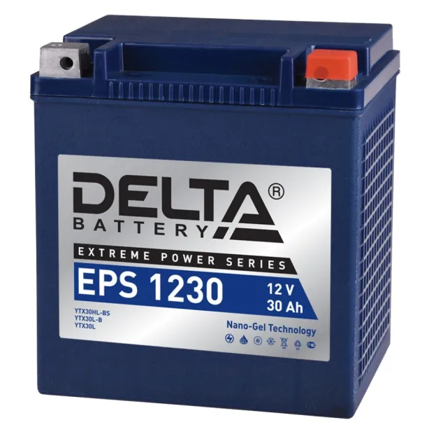 Аккумулятор EPS 1230 12 B 30 Ah 100 A 166*130*175 обратная (- +) YTX30HL-BS, YTX30L-B, YTX30L DELTA battery EPS1230