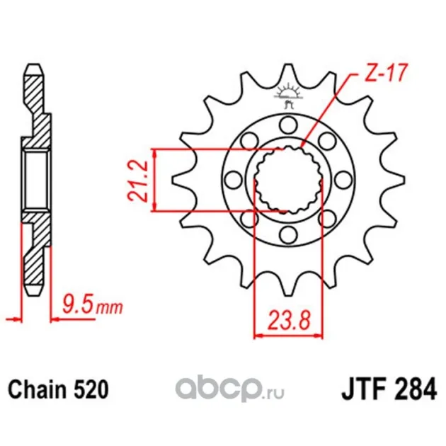 Звезда передняя 12 зуб для мотоциклов Honda JT Sprockets JTF28412