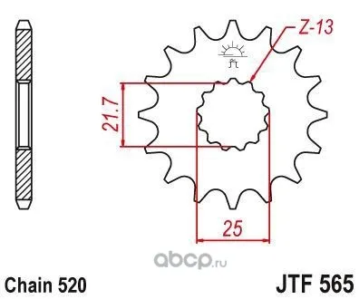 ЗВЕЗДОЧКА ЦЕПИ ПЕРЕДНЯЯ 13 ЗУБ KX, WR, YZ JT Sprockets JTF56513SC