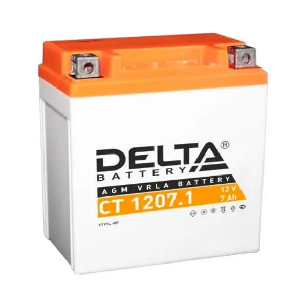 Аккумулятор CT1207.1 12 B 7 Ah 100 A 114*70*132 обратная (- +) YTX7L-BS DELTA battery CT12071